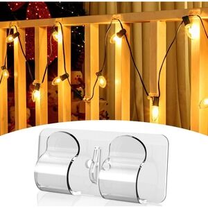 60 pcs String Light Clips Outdoor Light Clips Adhesive Cable Wire Hooks Holders
